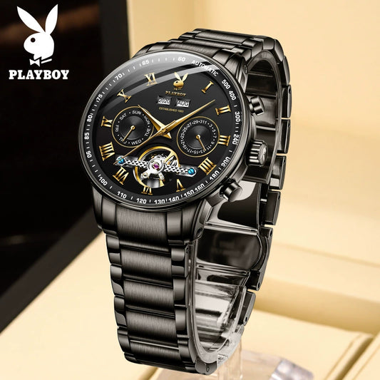 Big Brand Automatic Mechanical Stainless Steel Sports Waterproof Watch Men's Watch Men's Steel Belt Luminous Homebred Wristwatch