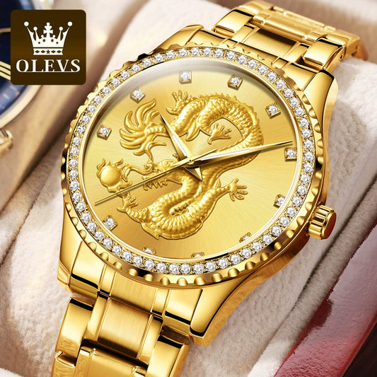 Brand Cross-Trade Quartz Watch Casual Tone Watch Men's Watch Dragon Fashion Stainless Steel Steel Strap Luminous Homebred Wristwatch