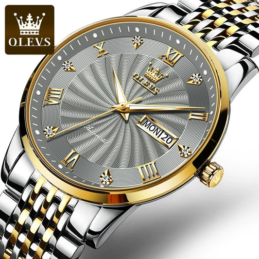 Brand Automatic Mechanical Business Men's Watch Men's Watch round Stainless Steel Belt Luminous Calendar Homebred Wristwatch